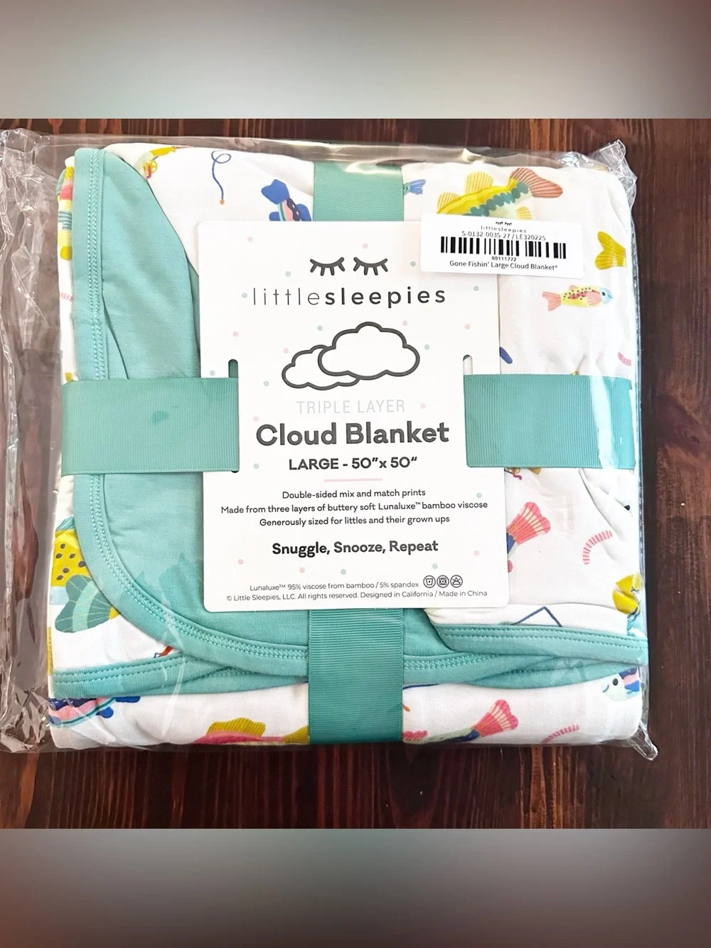 Little Sleepies Gone Fishin' Large Cloud Blanket - Picture 5 of 7